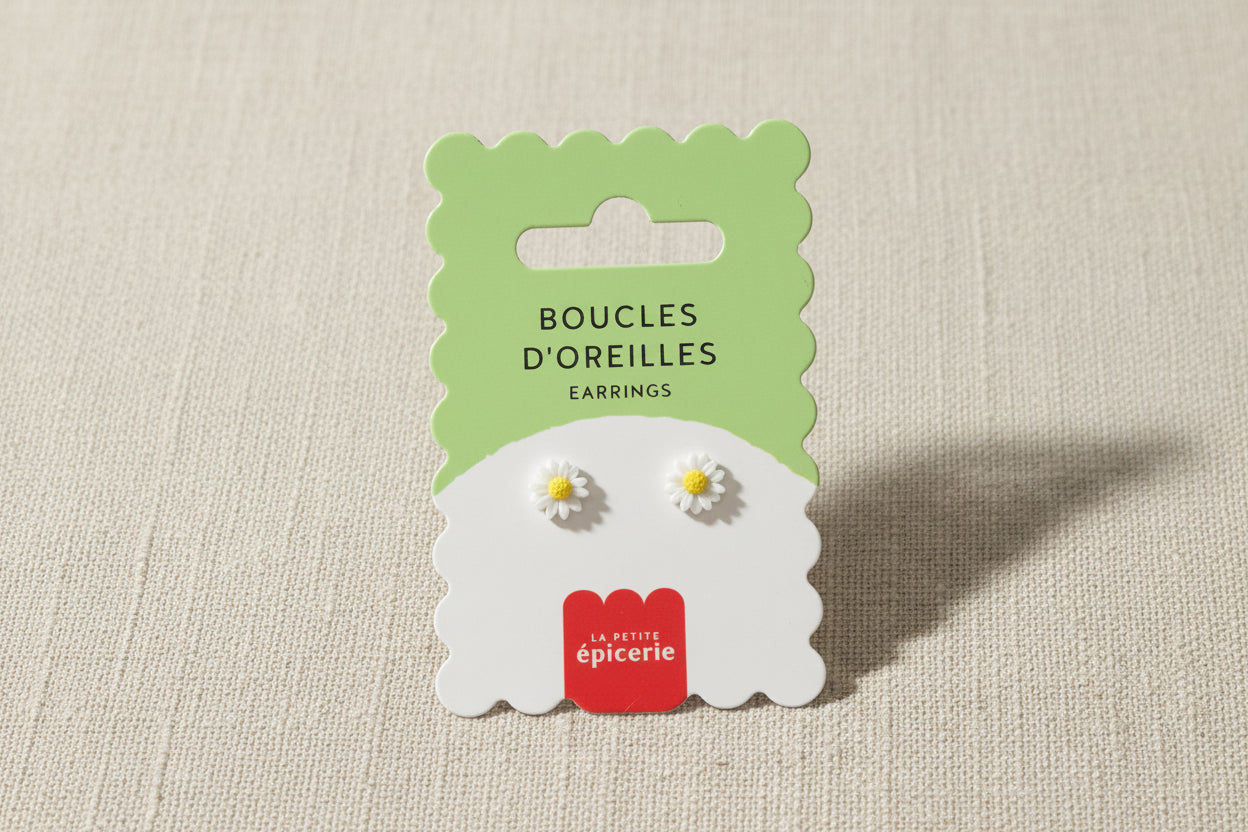 Puces d'oreilles en céramique - Pâquerette, Coeur ou Pastèque