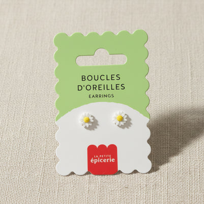 Puces d'oreilles en céramique - Pâquerette, Coeur ou Pastèque