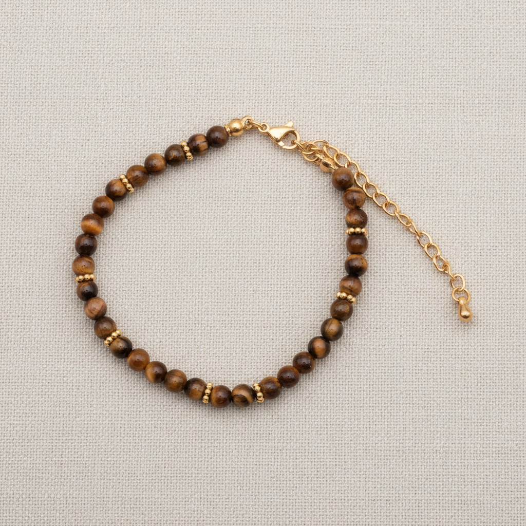 Bracelet doré pierres naturelles - 4mm