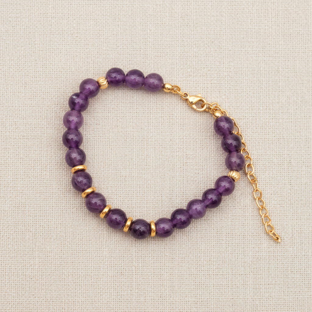 Bracelet doré pierres naturelles - 6mm