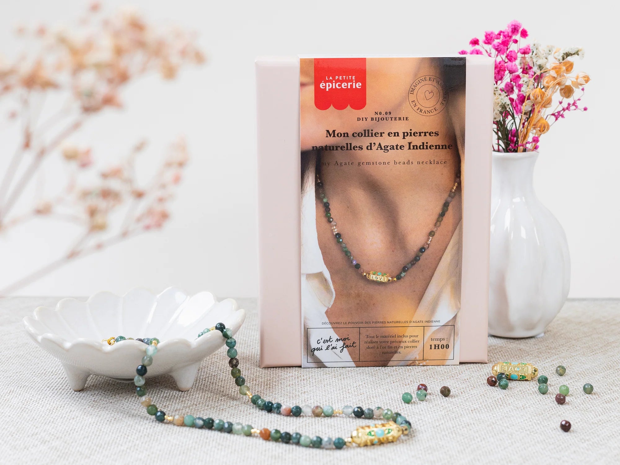 Kit DIY Bijouterie - Mon collier en pierres naturelles d'Agate Indienne