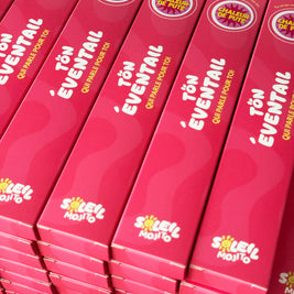 Packaging éventail Chaleur de Pute Soleil Mojito, boîtes roses «Tön éventail qui parle pour toi»