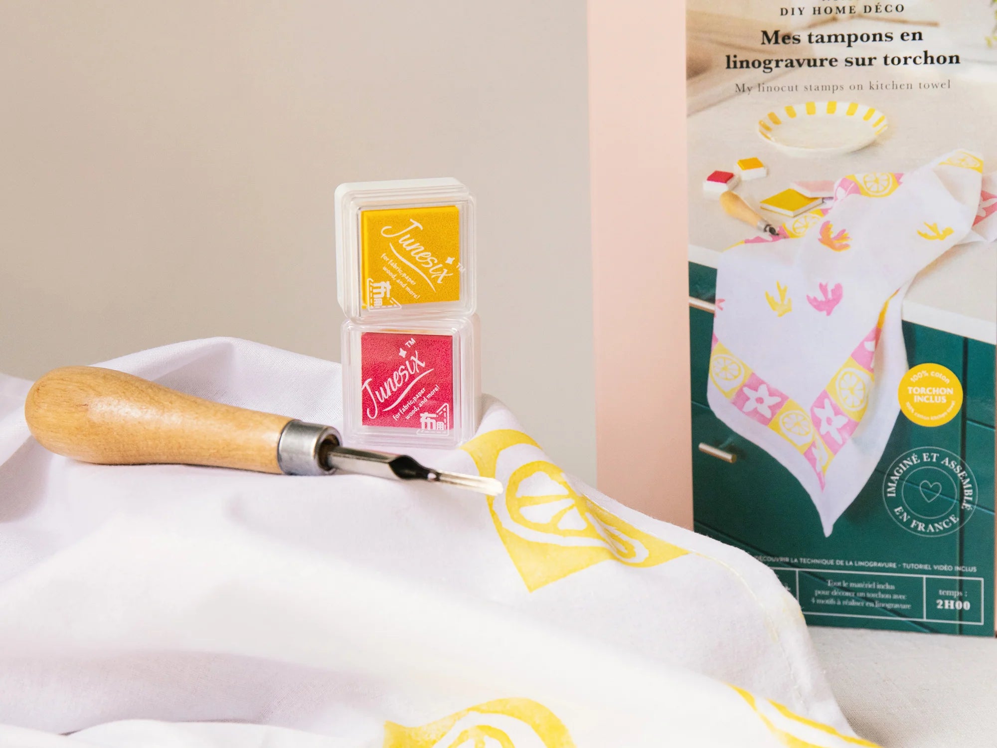 Kit créatif - Mes tampons de linogravure sur torchon