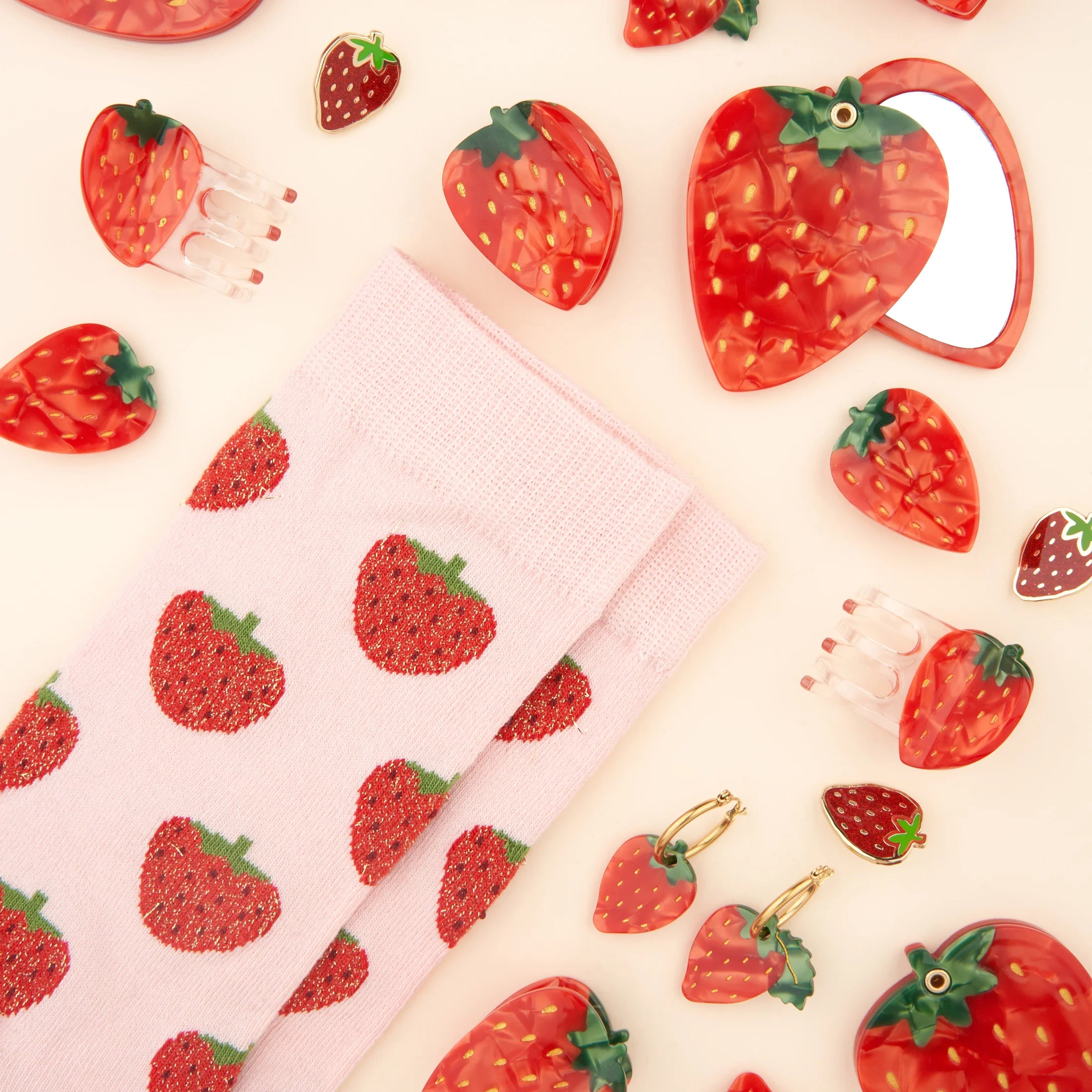 Mini pince à cheveux fraise