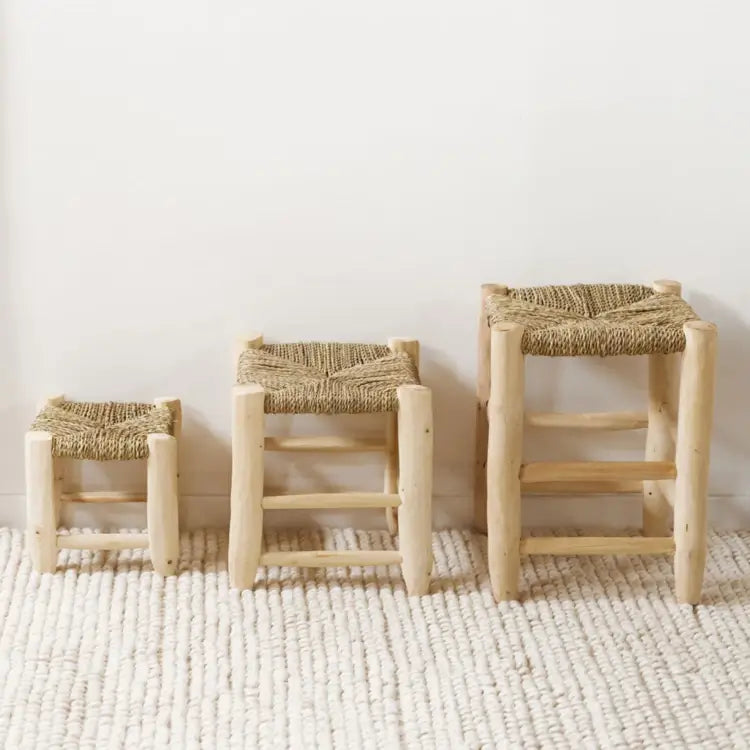 Lot de 3 Tabouret artisanal marocain décoration champetre