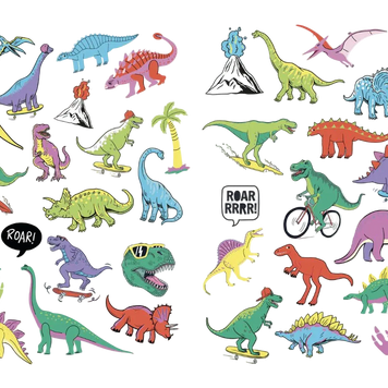 Tatouages enfants - Dinosaures fluo