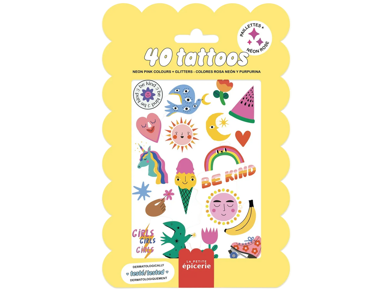 Tatouages enfants - Summer Paillettes & Néon Rose
