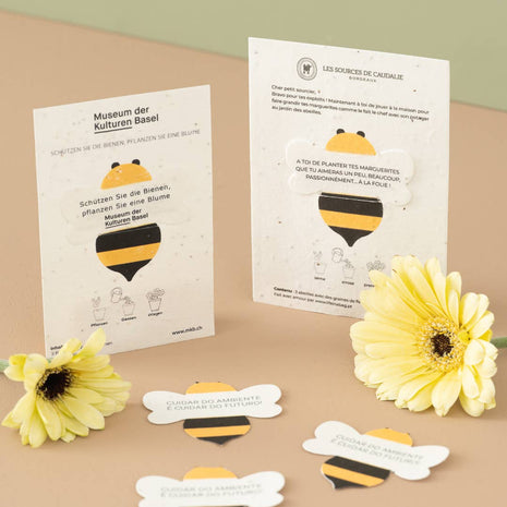 Cartes à planter en forme d'abeille avec fleurs jaunes - Life in a Bag