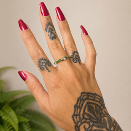 bague en perles de rocailles vertes