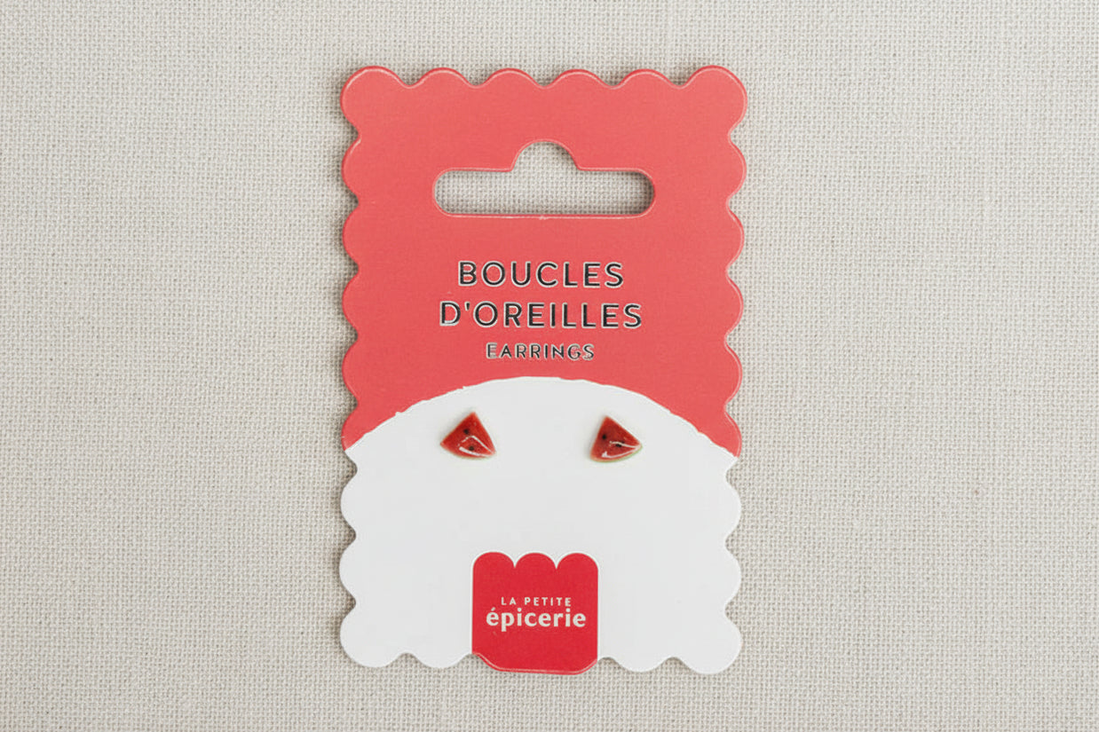 Puces d'oreilles en céramique - Pâquerette, Coeur ou Pastèque