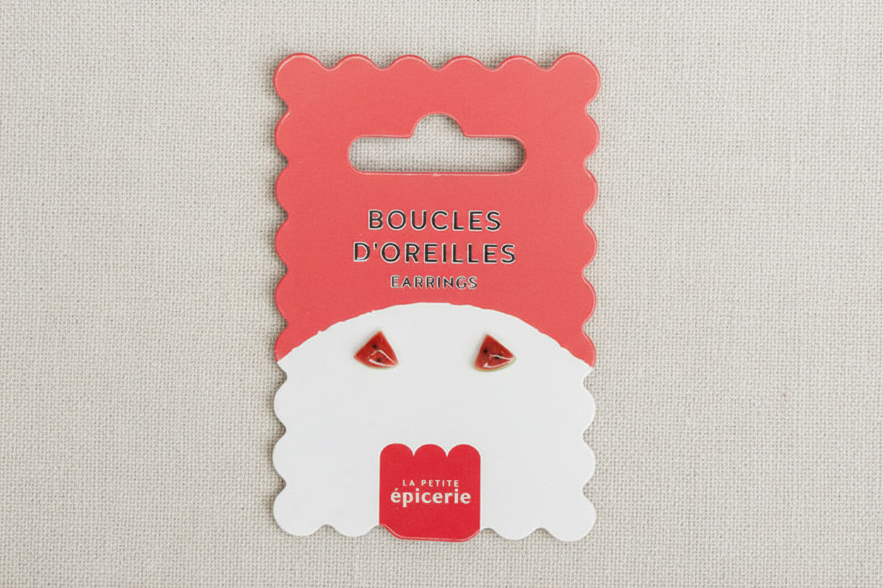 Puces d'oreilles en céramique - Pâquerette, Coeur ou Pastèque