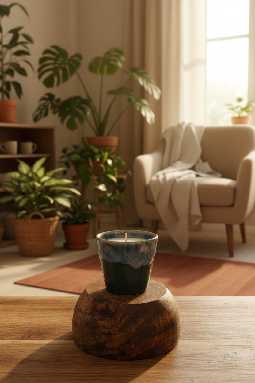 mise en situation de la bougie dans un salon