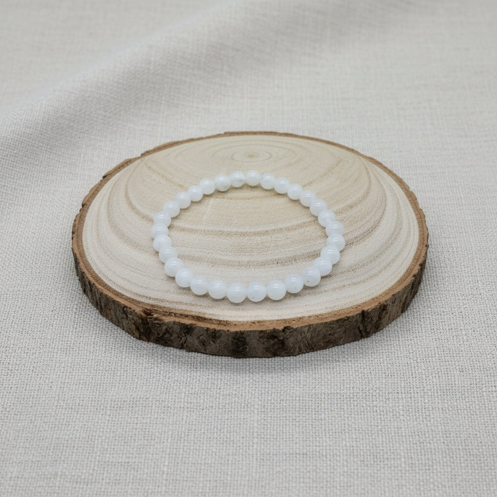 Bracelet pierres naturelles - Pierre de Lune blanche - 6mm