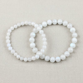 Bracelet pierres naturelles - Pierre de Lune blanche - 6mm