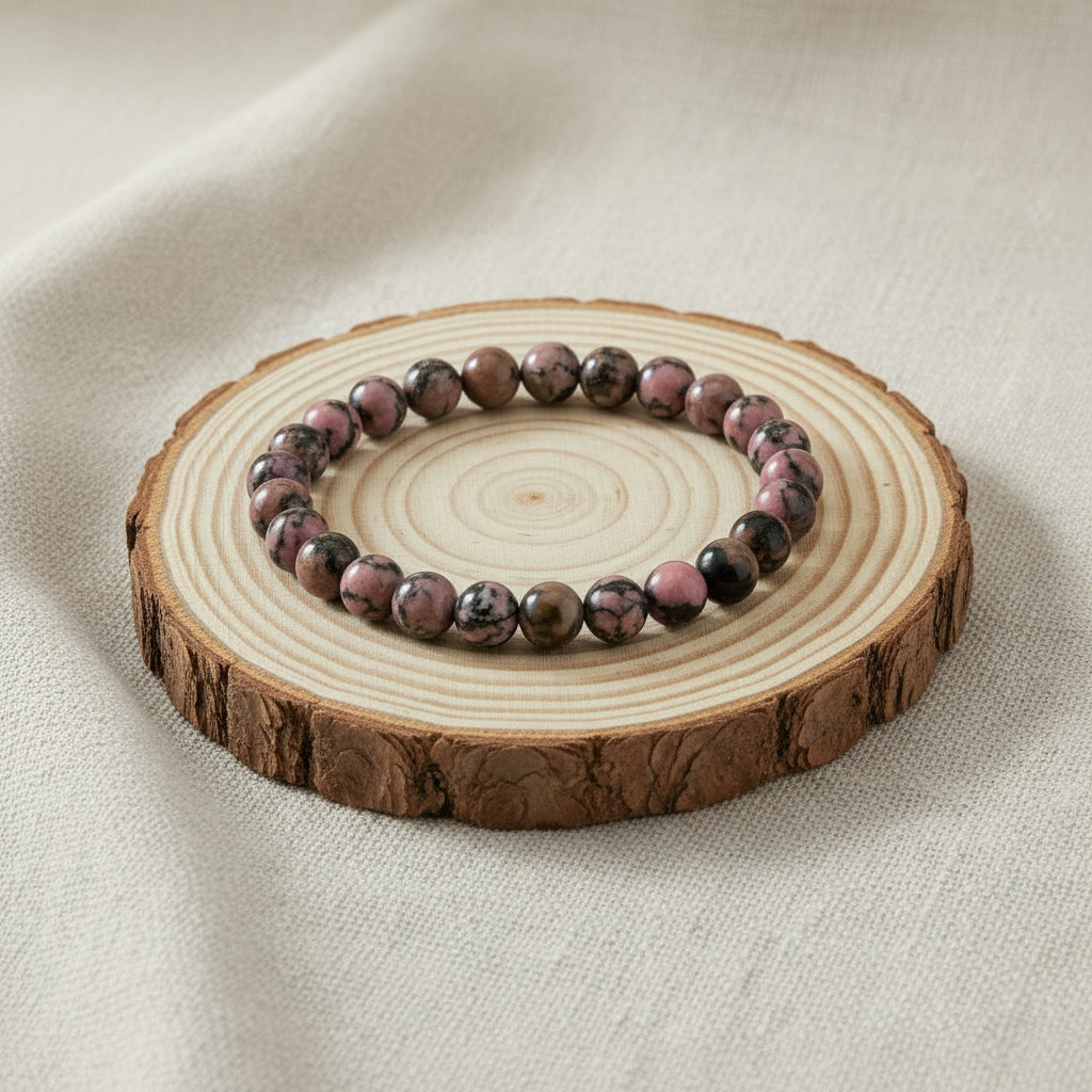 Bracelet pierres naturelles - Rhodonite - 6mm