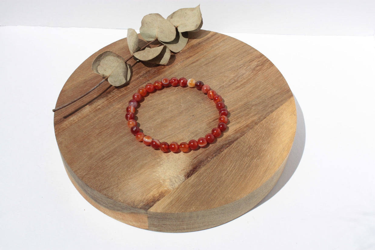 Bracelet pierres naturelles - Cornaline - 6mm
