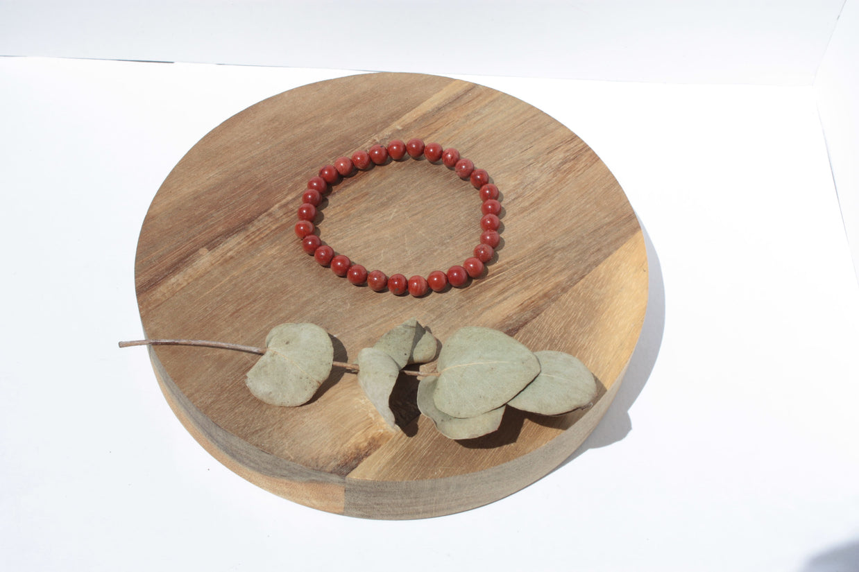 Bracelet pierres naturelles - Jaspe Rouge - 6mm