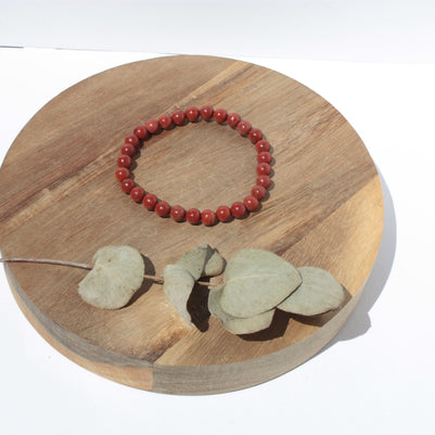Bracelet pierres naturelles - Jaspe Rouge - 6mm