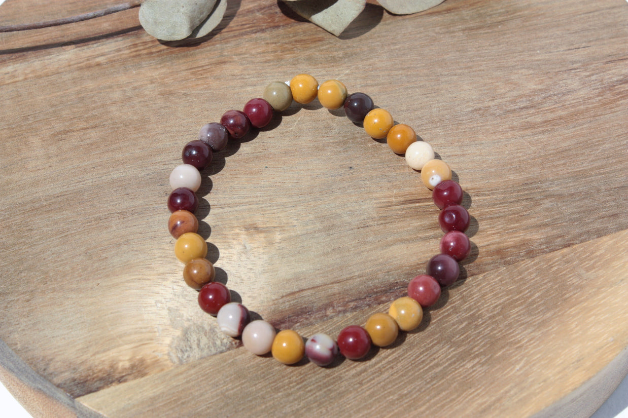 Bracelet pierres naturelles - Jaspe Mokaïte - 6mm
