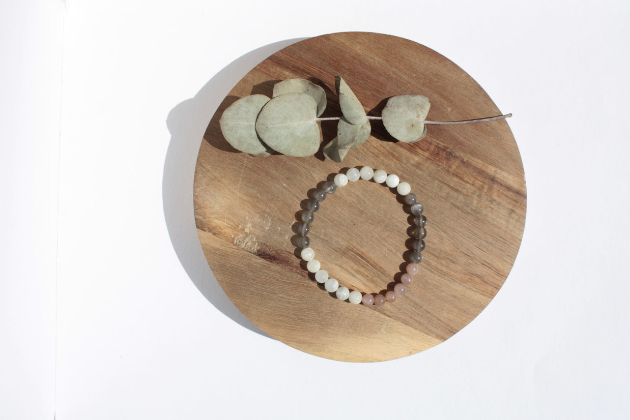 Bracelet pierres naturelles - Pierre de Lune multicolore - 6mm