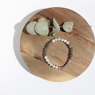 Bracelet pierres naturelles - Pierre de Lune multicolore - 6mm