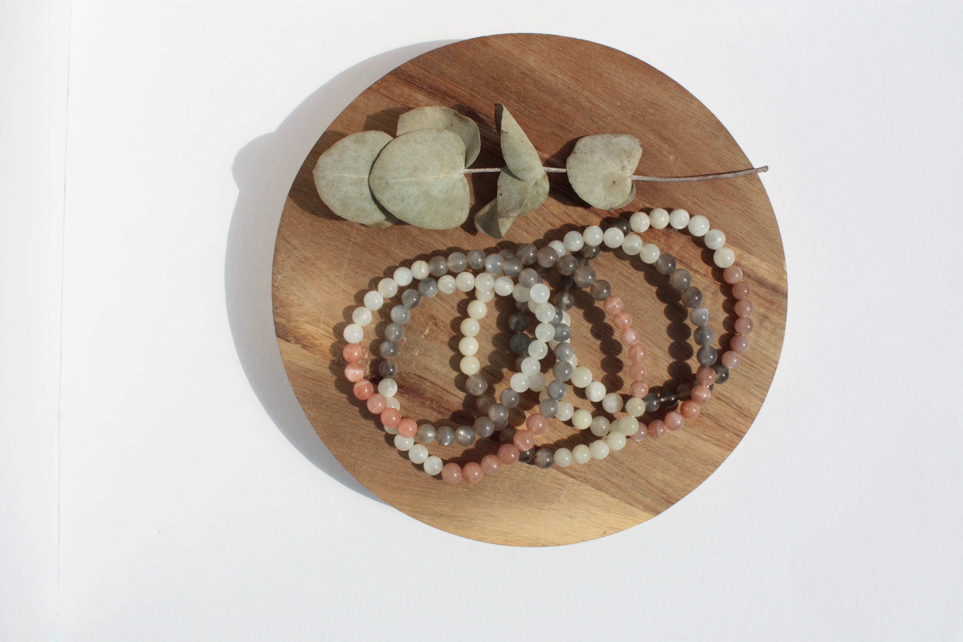 Bracelet pierres naturelles - Pierre de Lune multicolore - 6mm