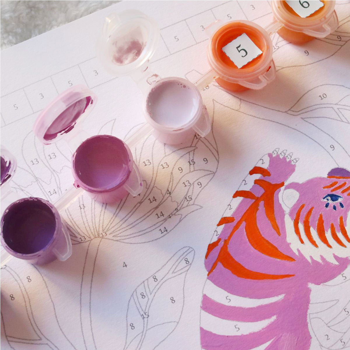 Coffret peinture au numéro - Tigre Fleuri par Limistic