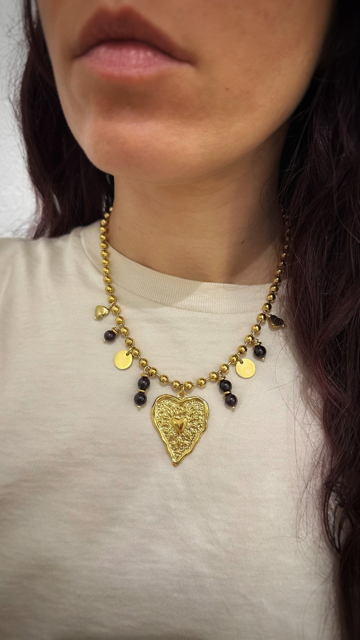 Collier Coeur & Grenat