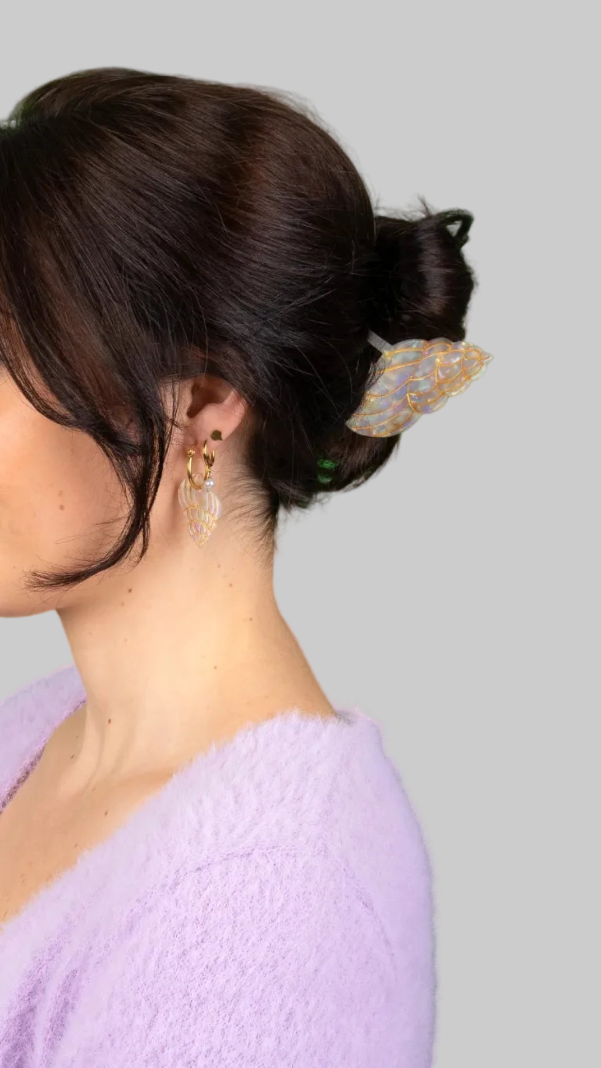 Grande pince à cheveux Coquillage Nacré