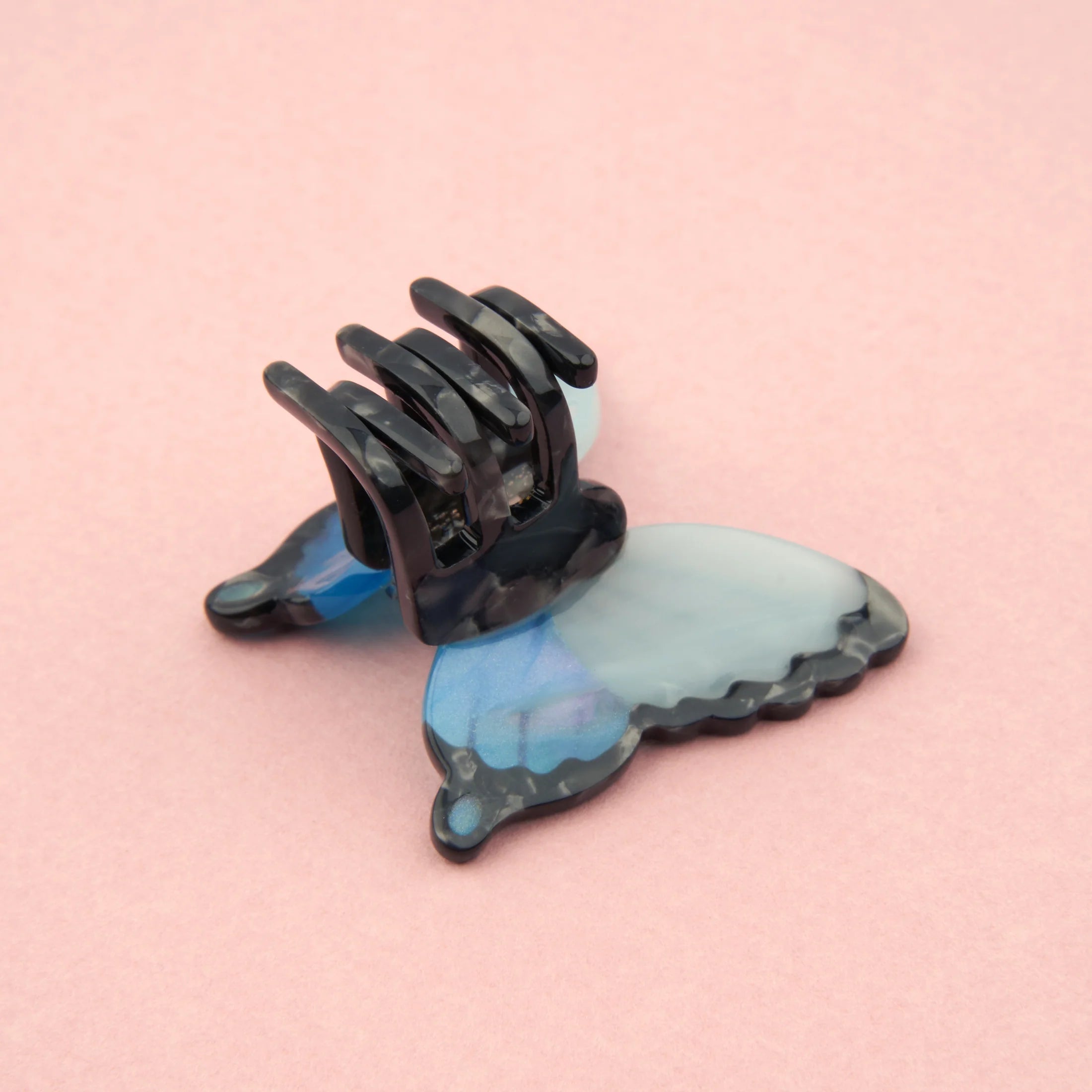 Mini pince à cheveux papillon bleu
