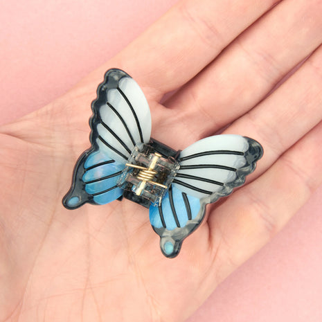 Mini pince à cheveux papillon bleu