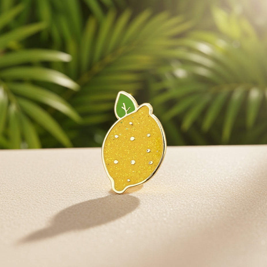 Pin's émaillé Citron à paillettes
