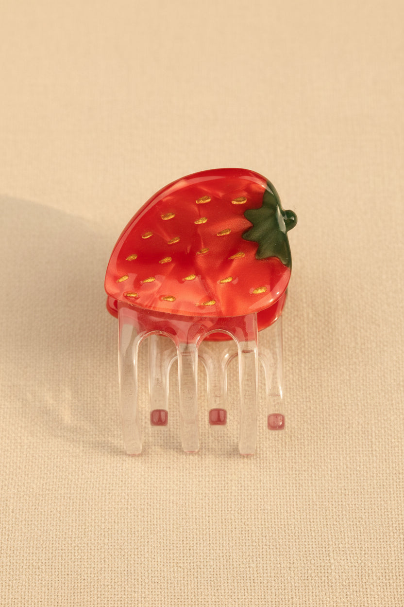 Mini pince à cheveux fraise