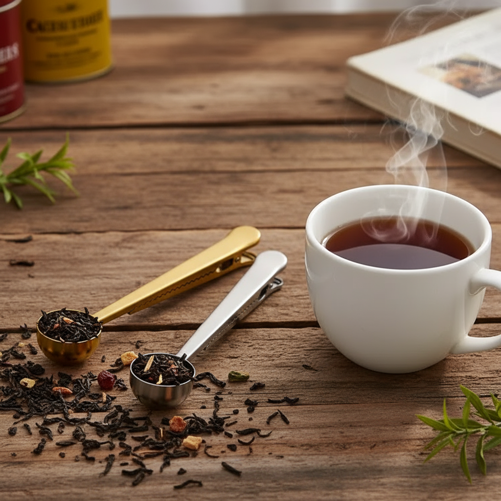 Cuillière doser et fermer le sachet de thé ou café
