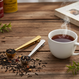 Cuillière doser et fermer le sachet de thé ou café

