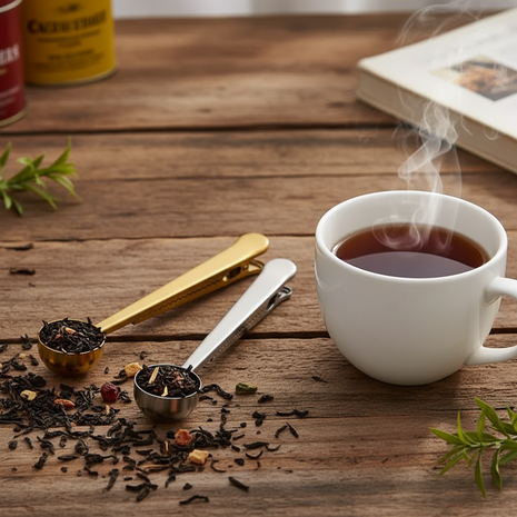 Cuillière doser et fermer le sachet de thé ou café
