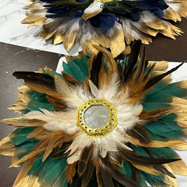 jujuhat décoration murale en plume et miroir doré