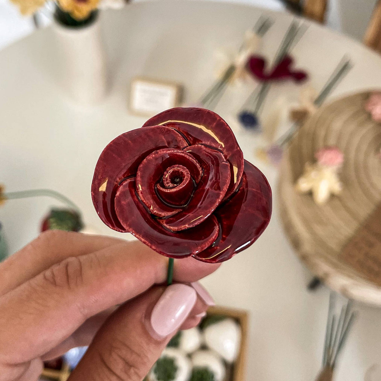 Fleur en céramique - Rose