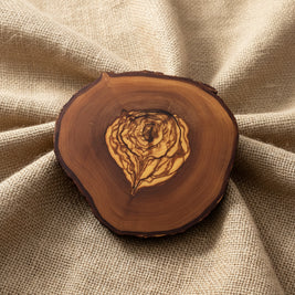 Sous-verres naturels en bois d’olivier avec coupe authentique