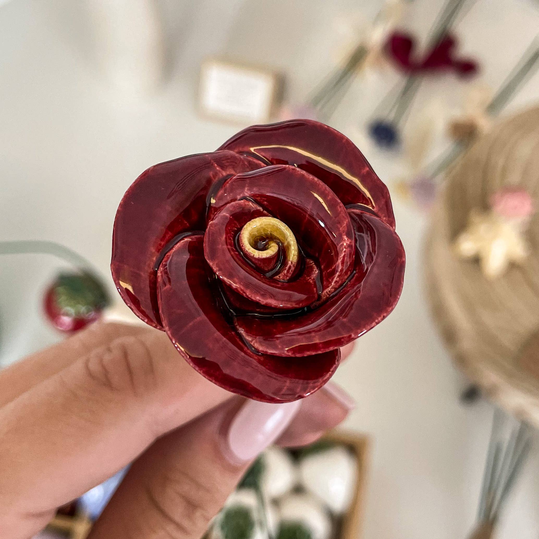 Fleur en céramique - Rose