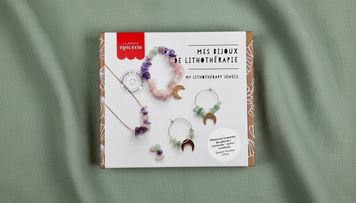 kit_lithotherapie_bijou sur nappe en lin vert sauge
