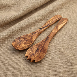 Set de 2 petits couverts à salade en bois d’olivier