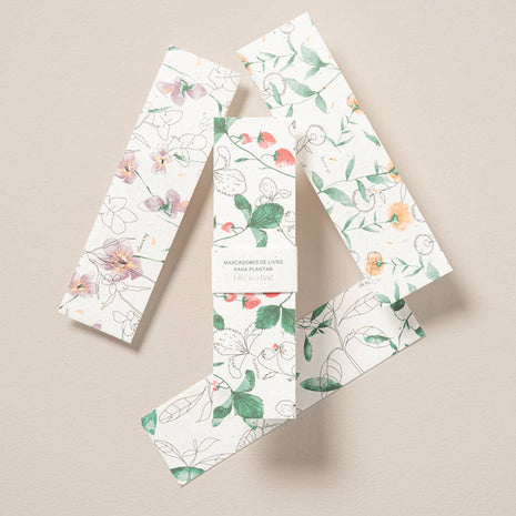 Lot de 4 marque-pages plantables illustrés de fleurs et de fruits - Life in a Bag