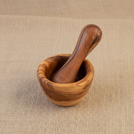 Mini mortier et pilon en bois d’olivier