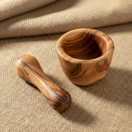 Mini mortier et pilon en bois d’olivier