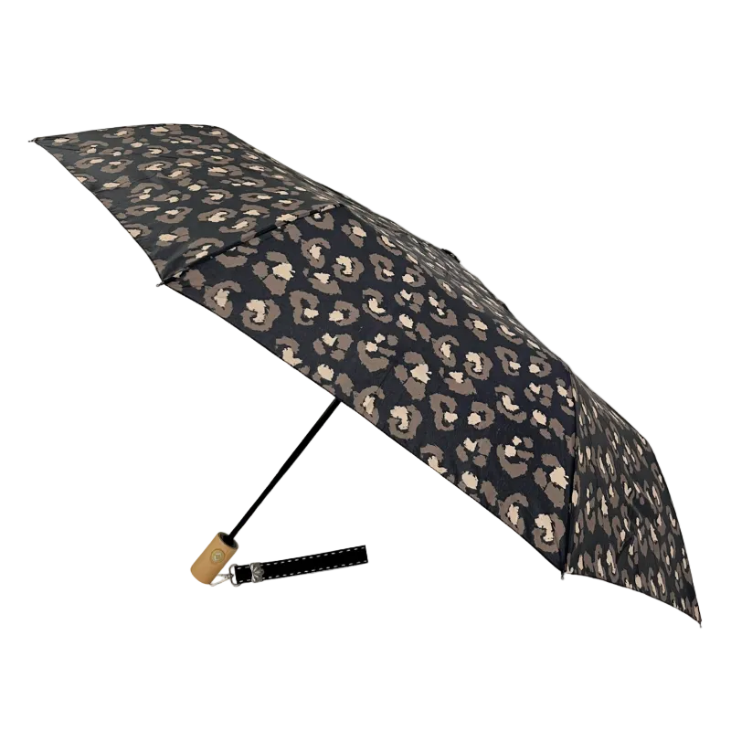 Parapluie Mains Libres Compact • Léopard Noir