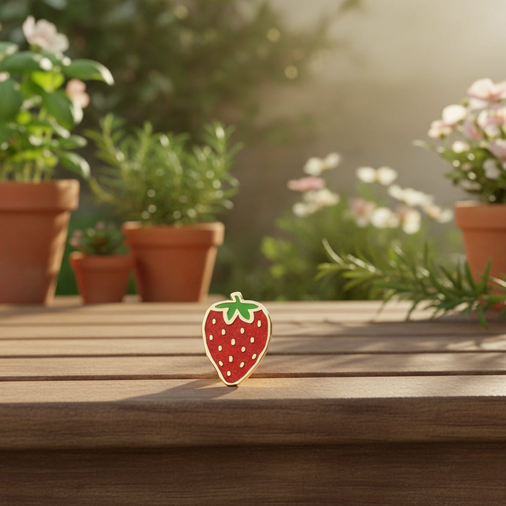 Pin's émaillé Fraise à paillettes