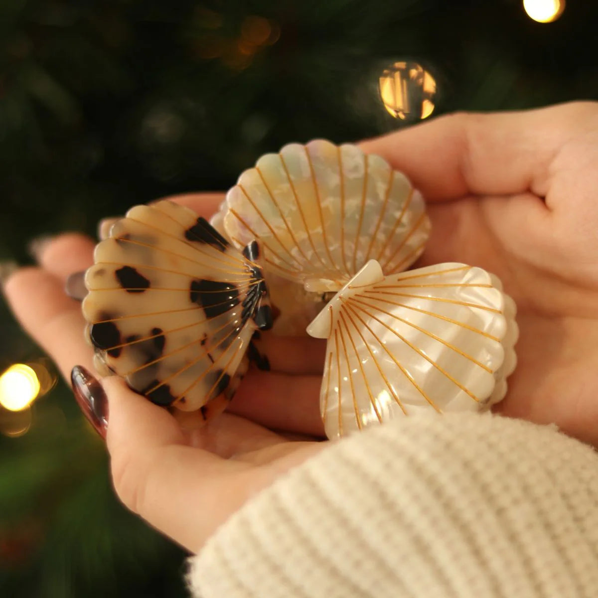 Pince à cheveux en acétate - Coquillage