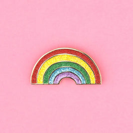 Pin's émaillé arc-en-ciel à paillettes