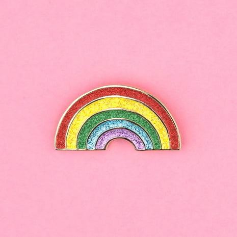 Pin's émaillé arc-en-ciel à paillettes